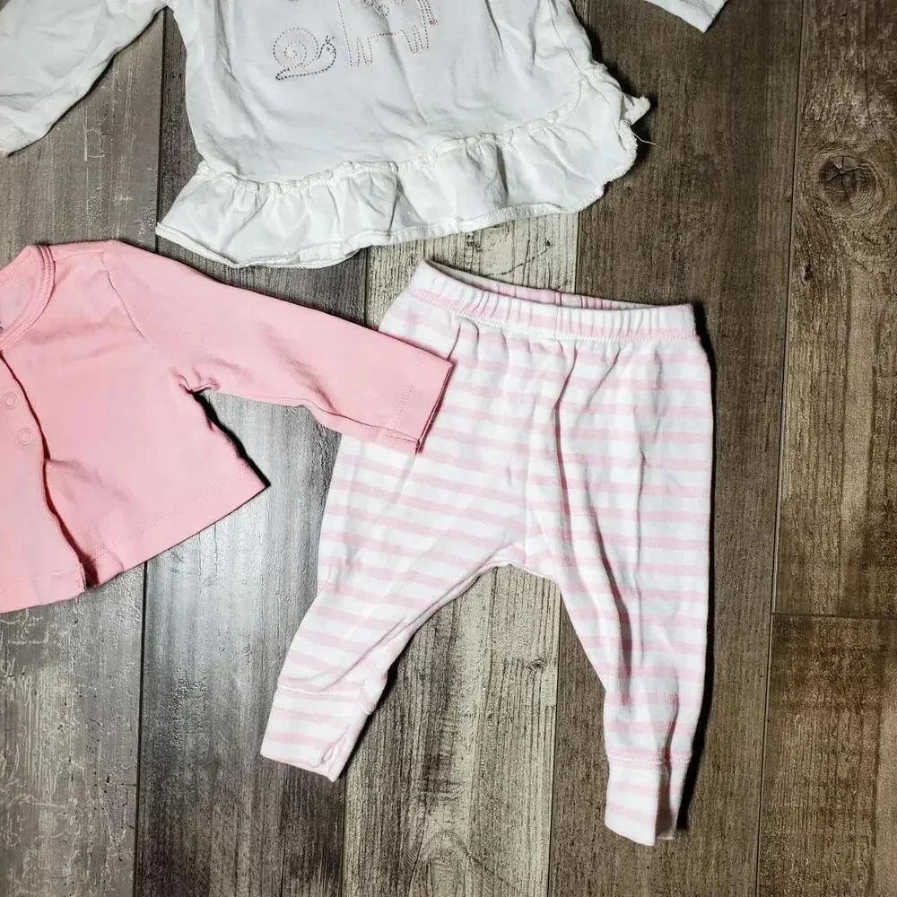 Carter's Baby Girl 3-6 Month Pink and White Clothing Bundle 100% Cotton